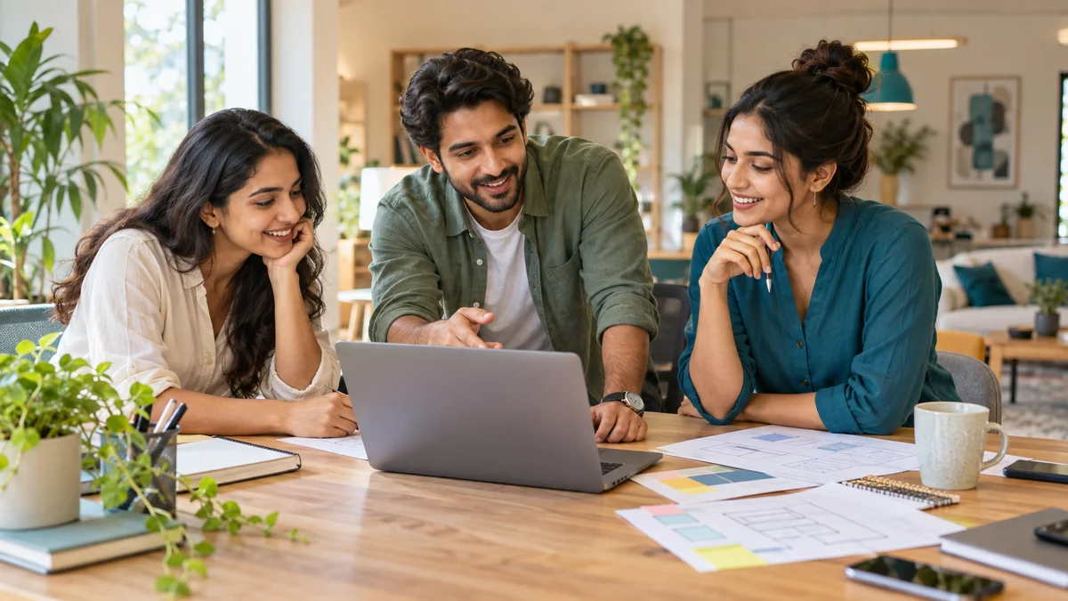 Illustrative Indian professionals planning a website project