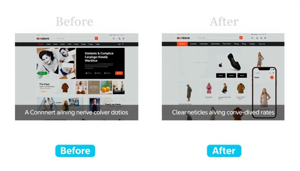 Before and after comparison of HomeStyles e-commerce site redesign for improved user experience SEO 2025