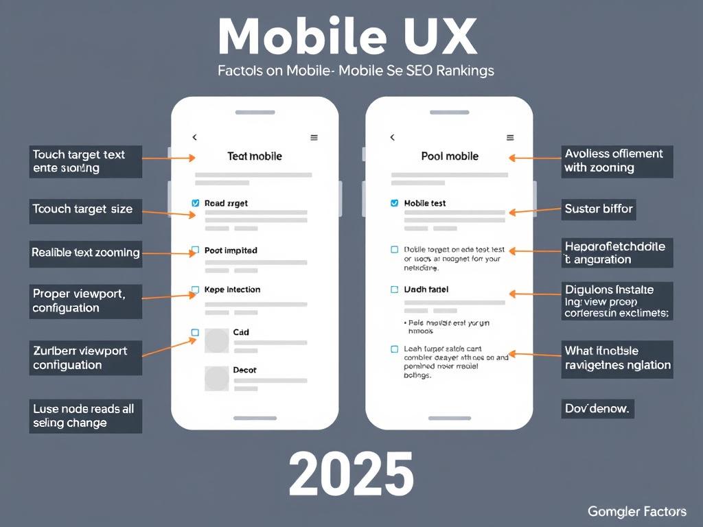 Comparison of mobile UX factors affecting SEO rankings in 2025, showing user experience SEO 2025 best practices