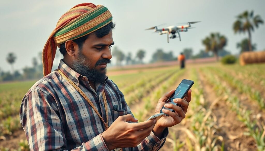 AI-powered precision agriculture system being used in an Indian farm setting