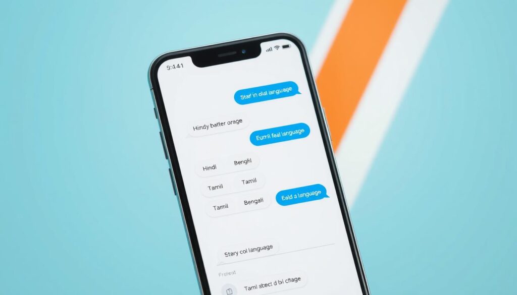 AI-powered regional language chatbot interface showing conversation in Hindi and other Indian languages