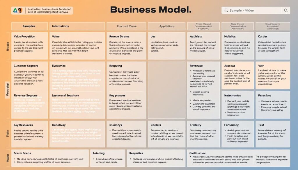 Business model canvas for an AI startup with revenue streams highlighted