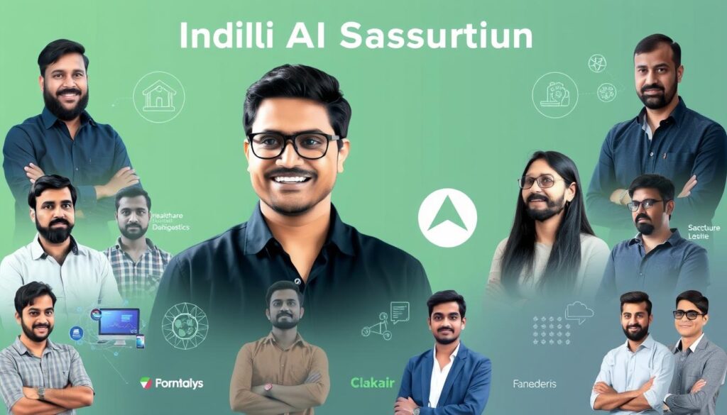 Collage of successful Indian AI startup founders and their products