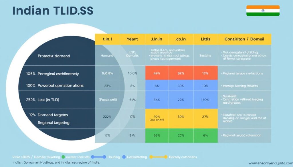 Comparison of different Indian TLDs showing domain and hosting trends in India 2025
