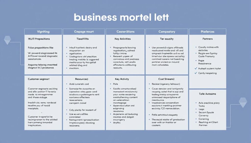 Completed business model canvas for an Indian AI healthcare startup