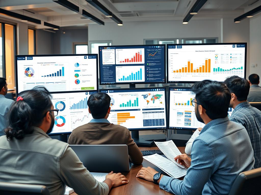 Entrepreneur analyzing market research data for AI startup idea validation