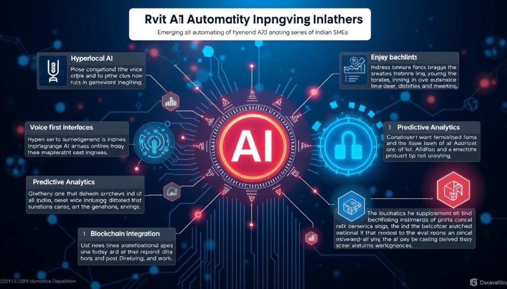 Futuristic visualization of AI trends relevant to Indian SMEs