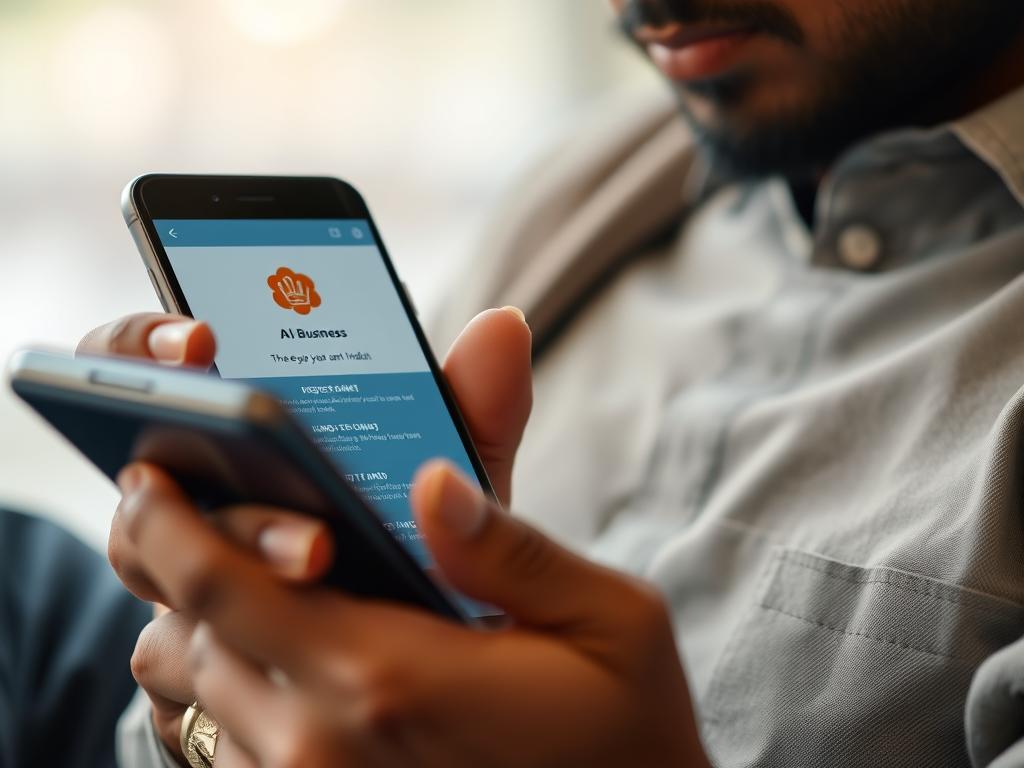 Indian customer interacting with an AI chatbot on a smartphone