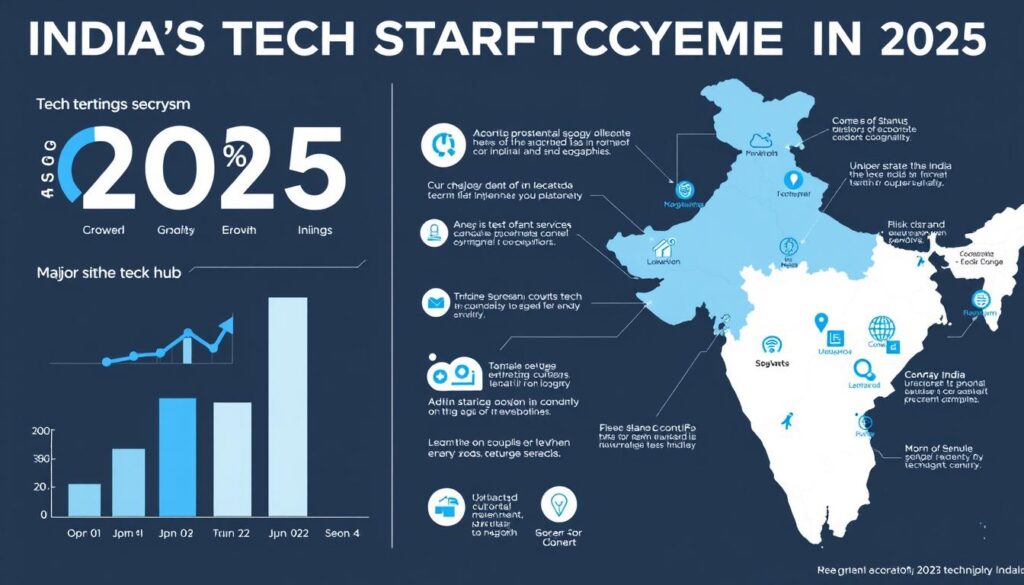 Indian tech startup ecosystem visualization showing growth trends for 2025