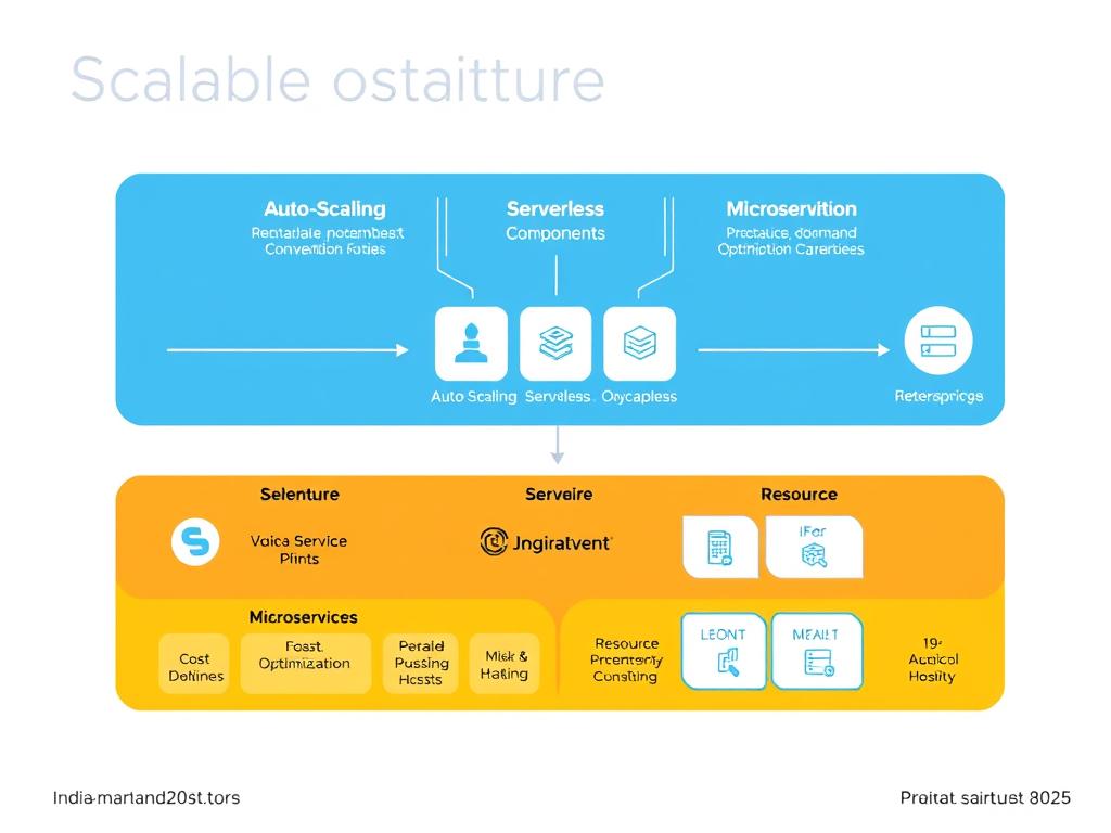 Scalable hosting architecture diagram showing domain and hosting trends in India 2025
