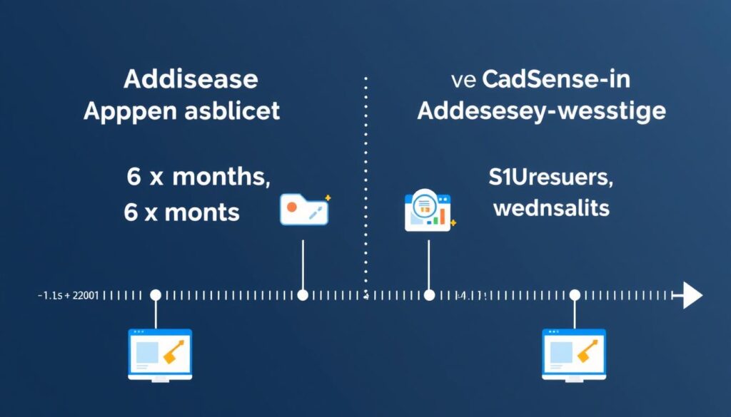 Before and after timeline comparing traditional AdSense approval vs using Conew.in