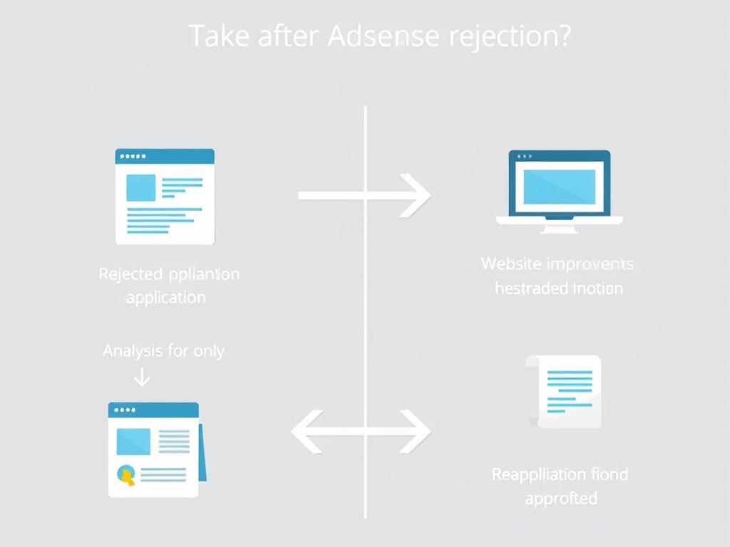 Steps to take after AdSense rejection showing improvement process
