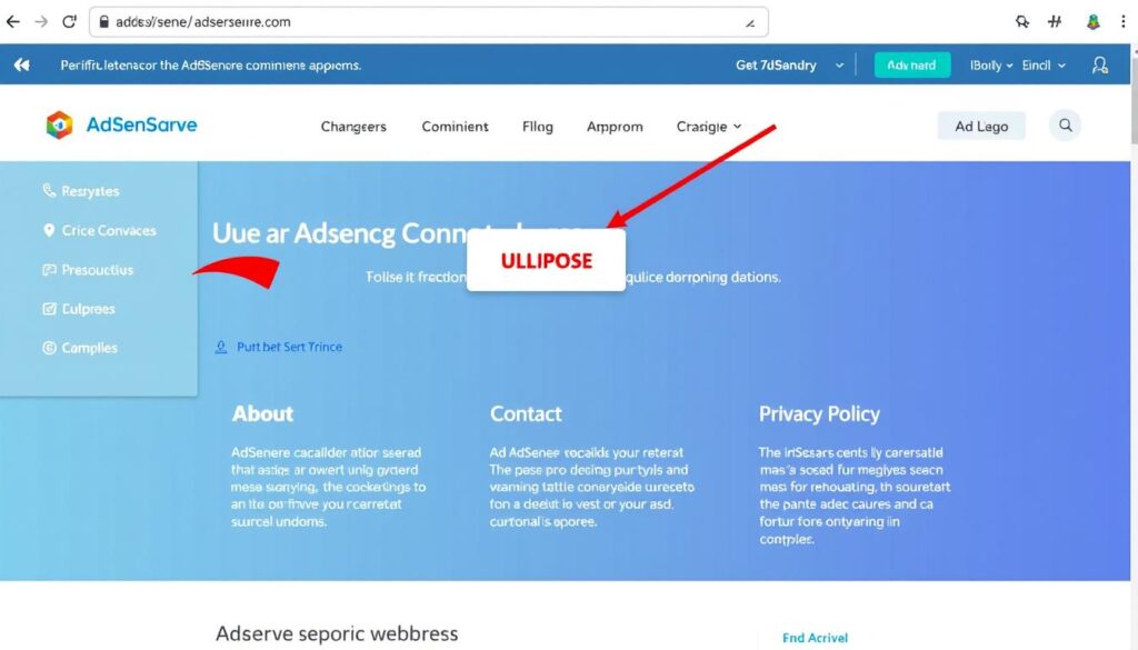 Website with proper structure for AdSense approval showing navigation and essential pages