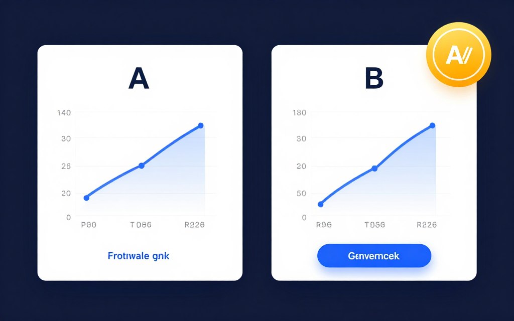 A/B testing comparison showing two webpage versions