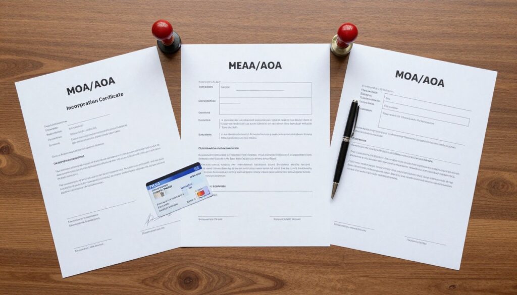 Business registration documents and incorporation certificates for Indian startup companies