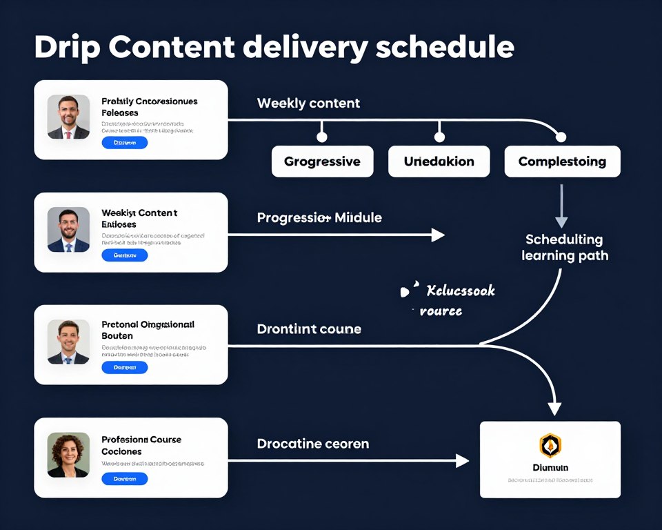 Content delivery schedule showing progressive course release timeline