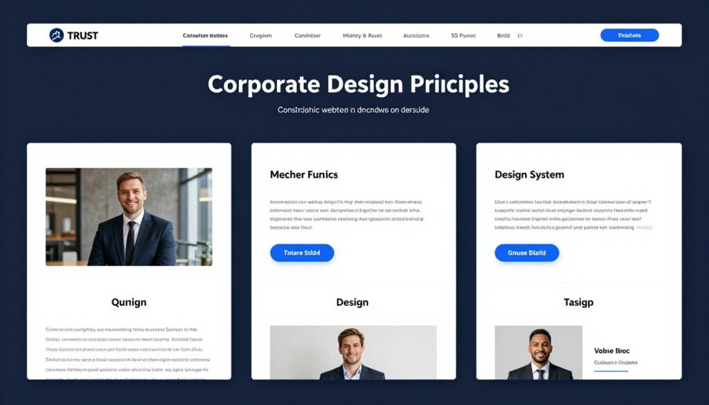 Corporate website design principles showing branding consistency and professional layout