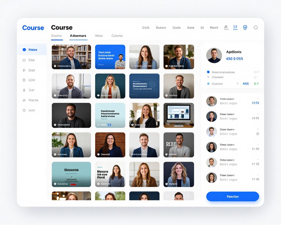 Course marketplace showing multiple instructors and course categories