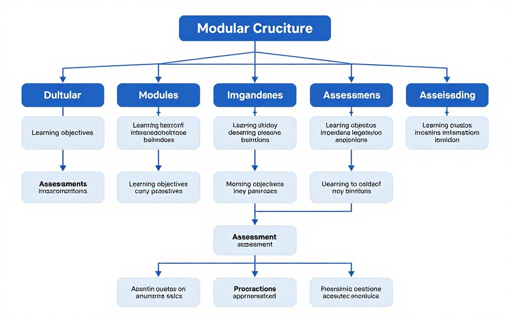 Course structure diagram showing modular learning progression