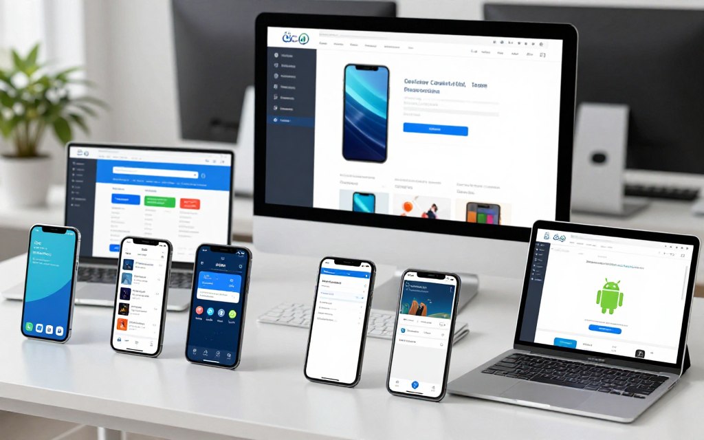 Device testing laboratory with multiple phones and tablets