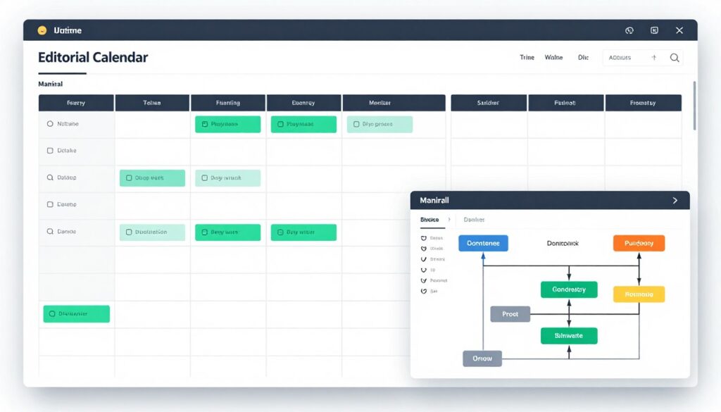 Editorial calendar showing content planning and publishing schedule