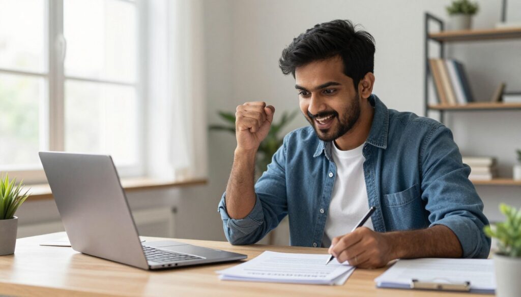 Entrepreneur taking first steps launching digital marketing business