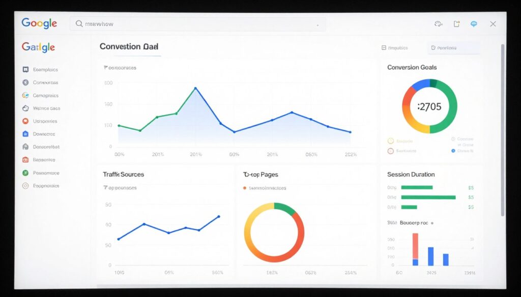 Google Analytics dashboard showing website traffic and user behavior metrics