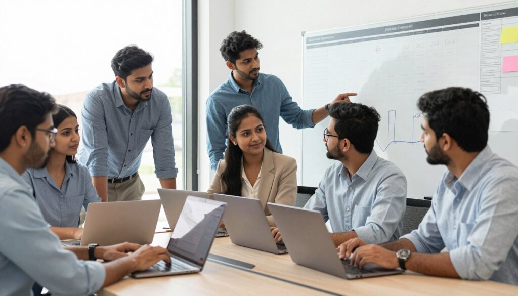 Growing digital marketing team collaborating on client campaigns