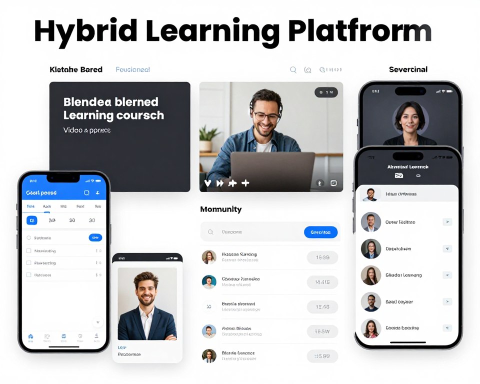 Hybrid learning platform mixing self-paced and live instruction