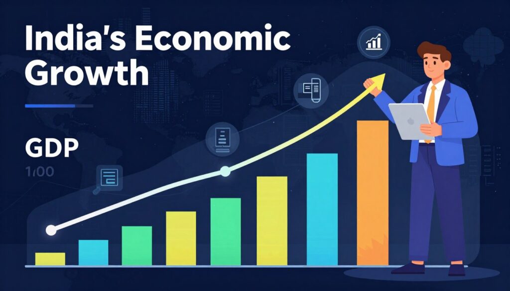 Indian economic growth chart showing upward trends and digital transformation indicators