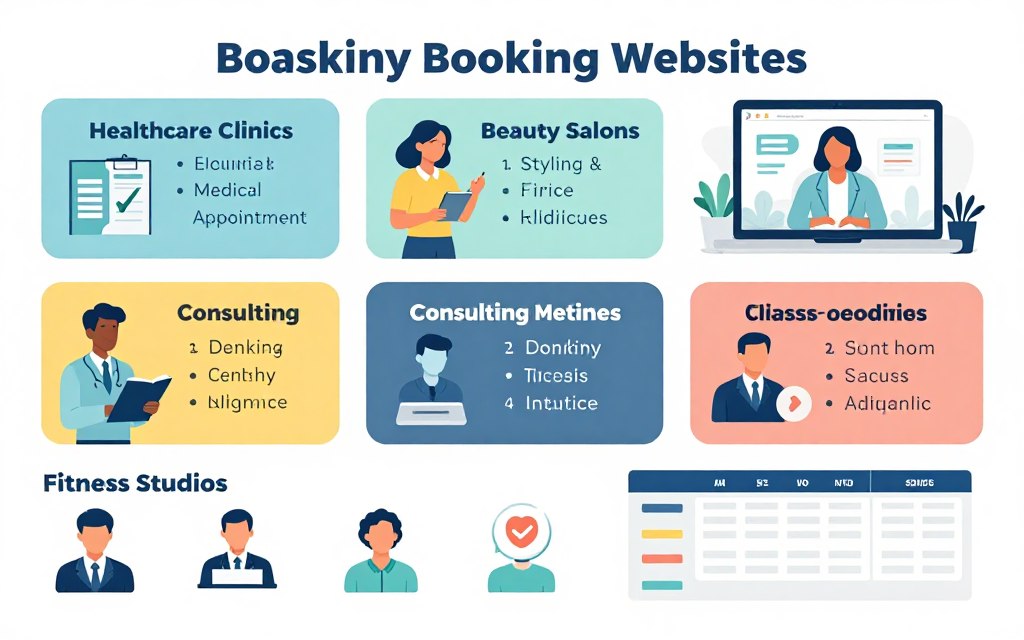 Industries using booking websites including healthcare, beauty, consulting