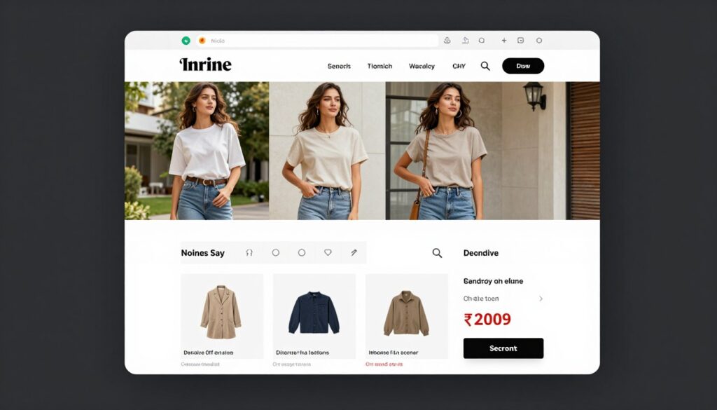 Modern e-commerce website with product catalog, shopping cart, and checkout interface