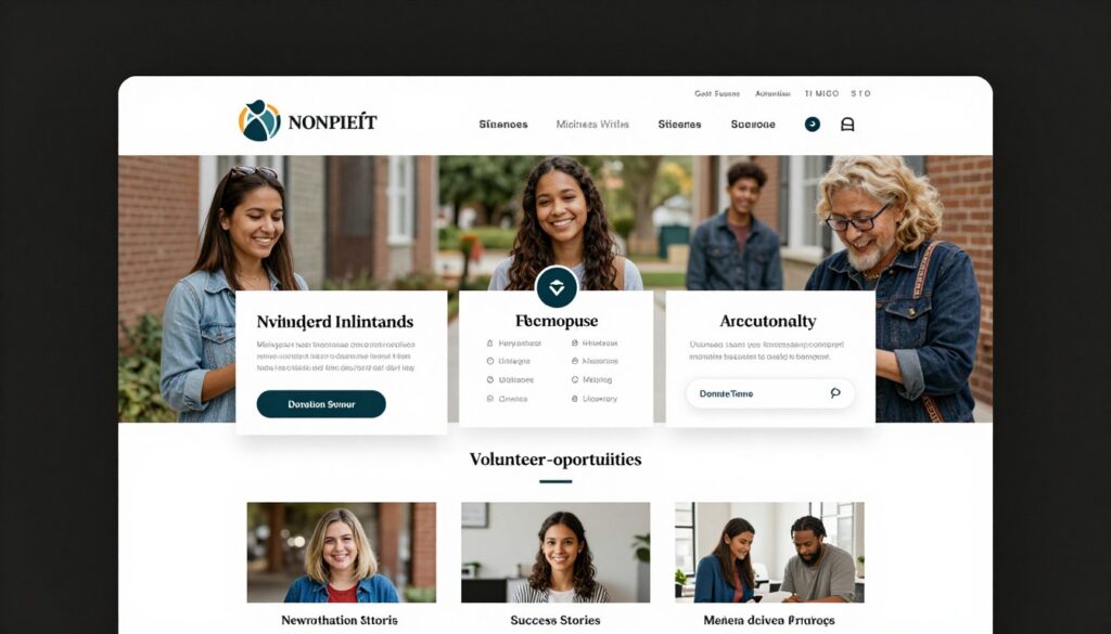 Nonprofit website with mission statement and donation interface