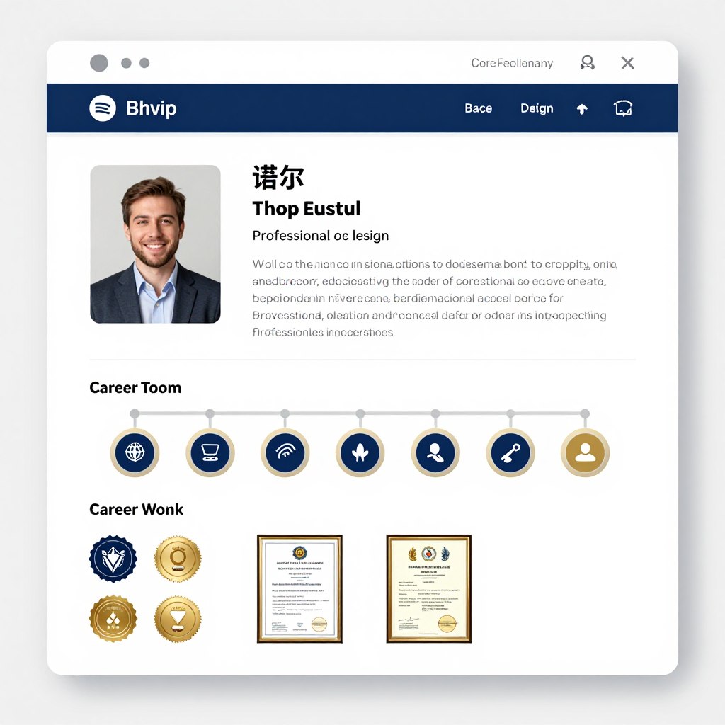 Professional about page with bio, credentials, and personal branding