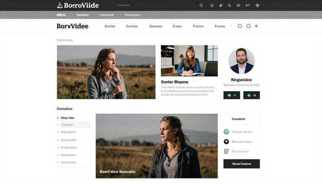 Professional blog website layout with featured articles and content categories
