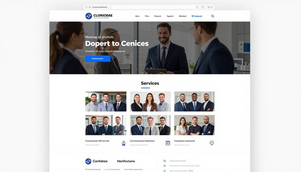 Professional corporate website homepage with company information and services