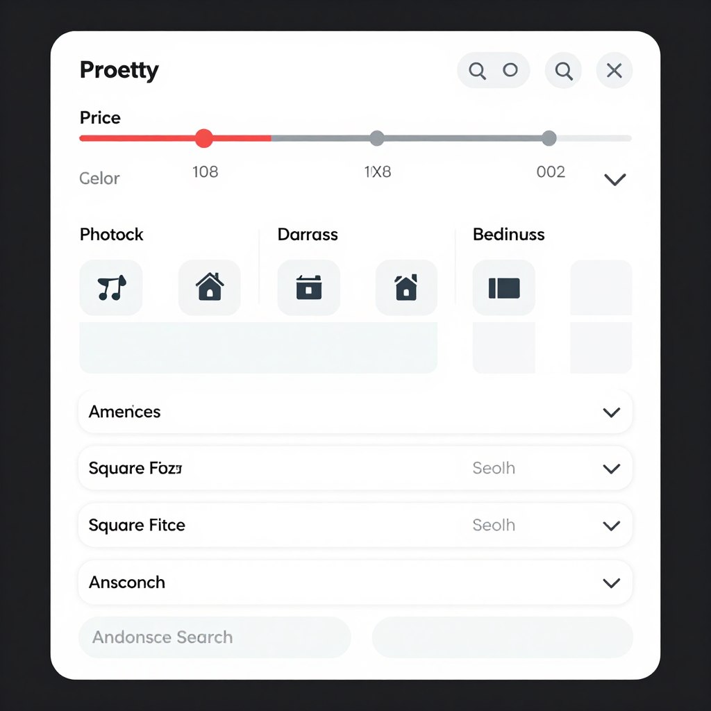 Property search interface with multiple filter options