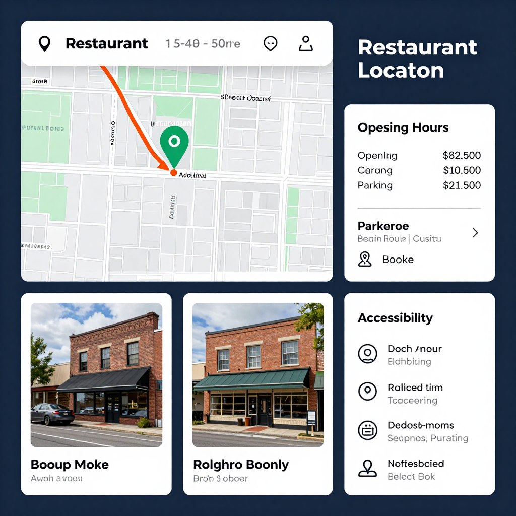 Restaurant location map with directions and contact information
