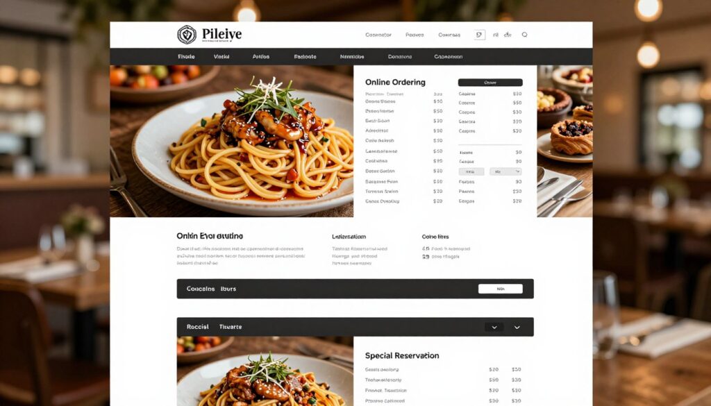 Restaurant website with menu display and online ordering interface
