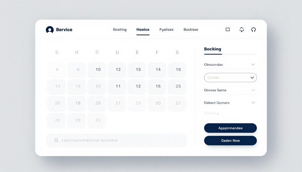 Service booking website with calendar scheduling and appointment management