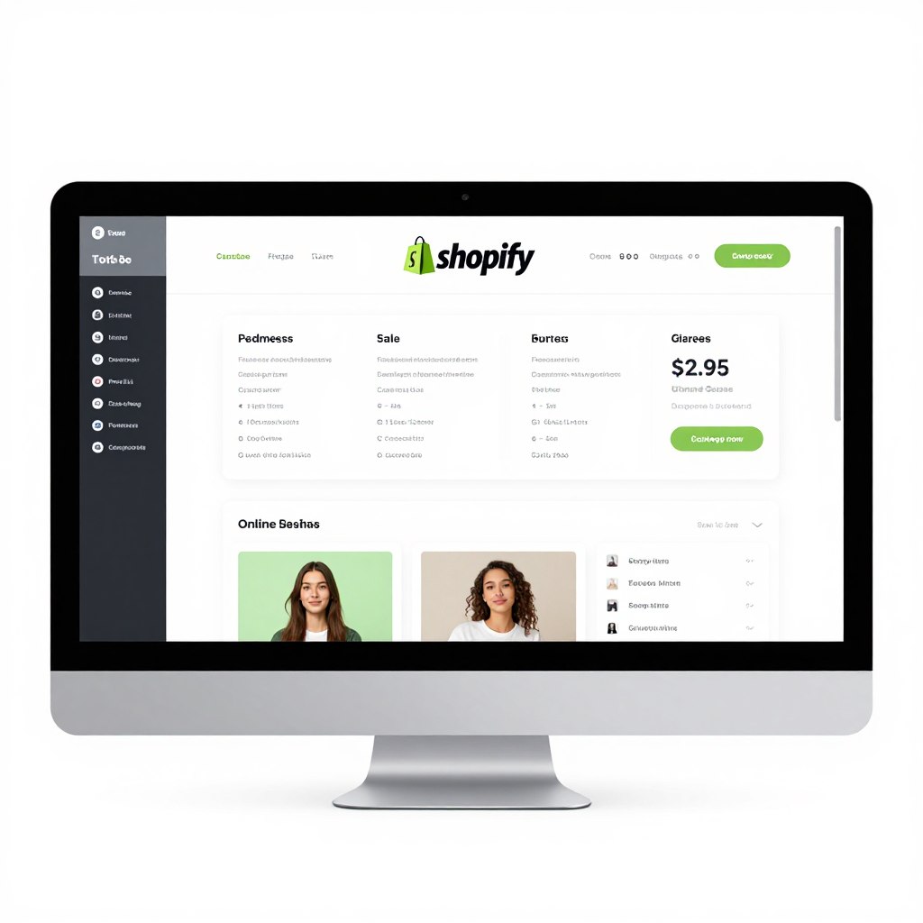 Shopify e-commerce platform logo and dashboard preview