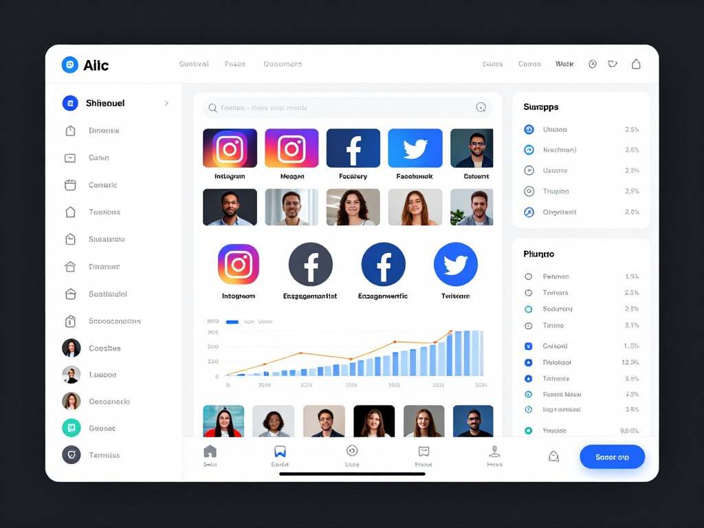 Social media management dashboard showing scheduled posts and analytics