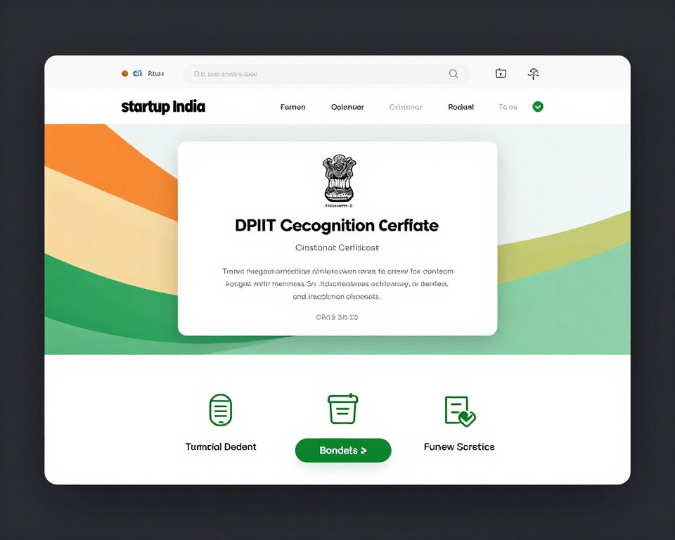 Startup India portal dashboard showing DPIIT recognition certificate and benefits overview
