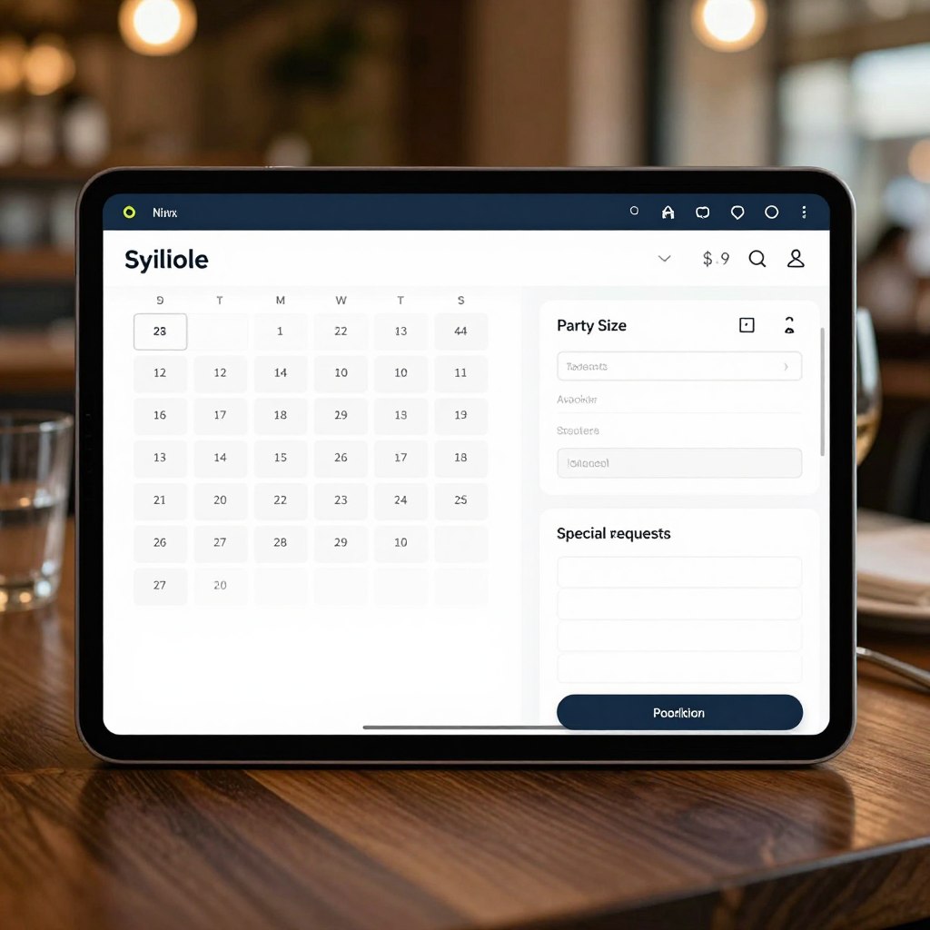 Table reservation booking system with date and time selection