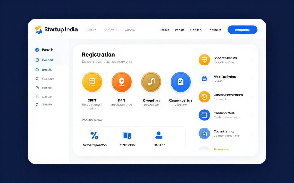Visual representation of startup India portal interface showing registration and recognition process