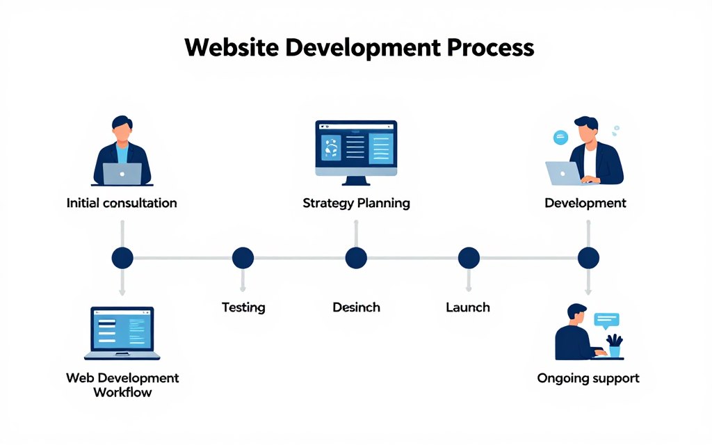Website development process timeline from consultation to launch