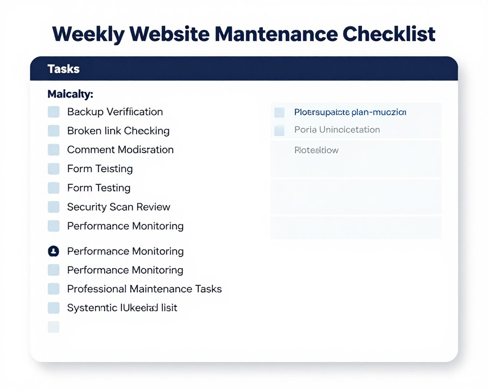 Website maintenance checklist with weekly tasks