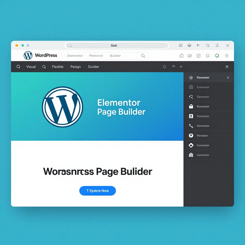 WordPress with Elementor page builder interface preview