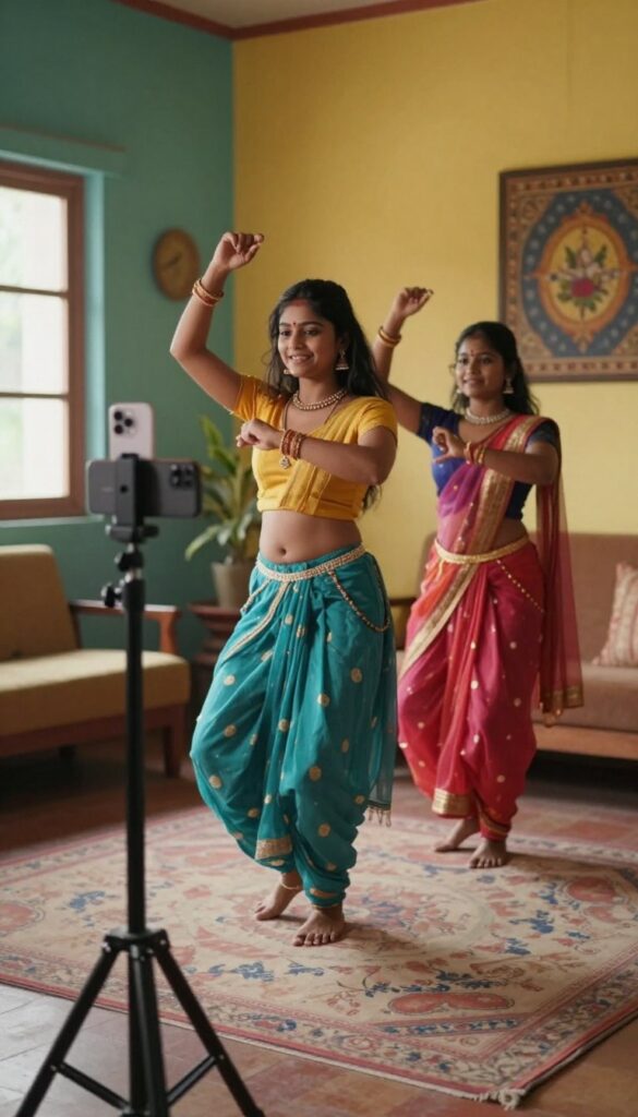 Indian creator producing short videos for Moj social media audiences