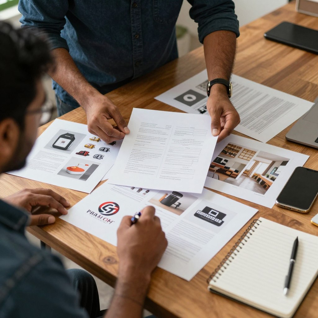 business owner preparing website content and images for launch